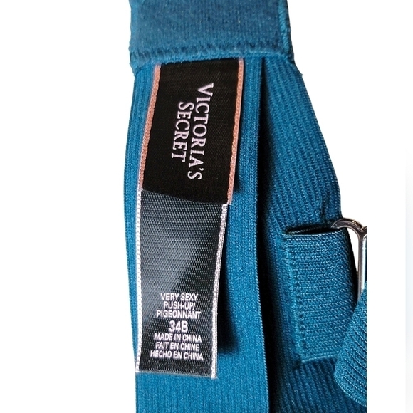 Victoria's Secret Very Sexy Push-Up Teal Green Lace Nude Bra 34B - Picture 4 of 5